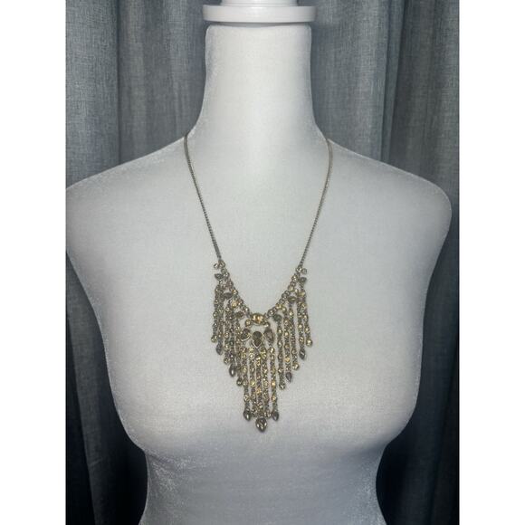 Givenchy Gold Tone & Crystal Waterfall Necklace - 21" Adjustable - Picture 16 of 16